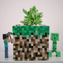 Minecraft cubo plantador lápiz estante soporte nave principal arte juegos videojuegos estuche 3d print model - Mito3D