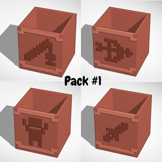 Minecraft décoré pots pack 1 Accueil maison pot vase planteur libre décor intello 3d print model - Mito3D