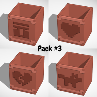 Minecraft decorado potes pacote 3 casa Panela vaso plantador livre decoração nerd 3d print model - Mito3D