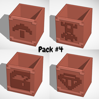 Minecraft decorado ollas paquete 4 hogar casa maceta florero plantador gratis decoración nerd 3d print model - Mito3D
