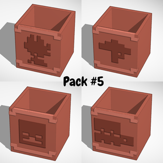 Minecraft decorato pentole pacco 5 casa pentola vaso fioriera gratuito arredamento nerd 3d print model - Mito3D