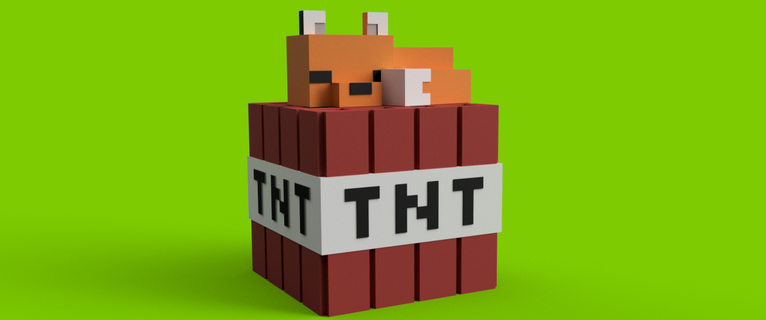 Minecraft Volpe porcellino banca tnt alcancia scatola i soldi monete loy poli arte giocattolo ragazzi 3d print model - Mito3D