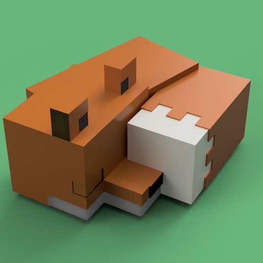 Minecraft zorro pie sentado dormido llavero juego mc juguete miniatura animal 3D print model - Mito3D