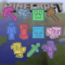 Minecraft takım x11 kurabiye kesici paketlemek hayvanlar Çiftlik zirve domuz kılıç silahlar balta Kurt ördek video oyun keskin kalıplar fondan tasarım 3d print model - Mito3D