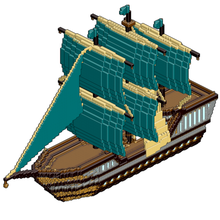 Minecraft asil Corsair mimari gemi inşaat piksel Sanat 8 bitler 3d print model - Mito3D