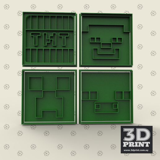 Minecraft pacote 4 biscoito cortadores cortador corte 3D print model - Mito3D