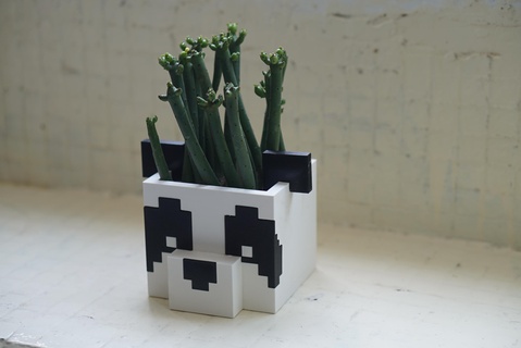 minecraft panda planter pot pencil cute art decoration 3d print model - Mito3D