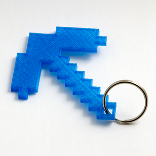 minecraft pickaxe keychain low poly 2d 3d print model - Mito3D