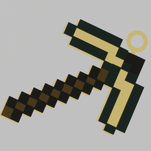 minecraft pickaxe keychain pixel style 3d print model - Mito3D