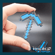 minecraft pickaxe keychain game sword tools pixel art pendant 3d print model - Mito3D