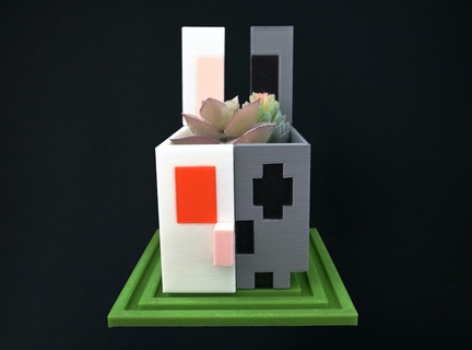 Minecraft coniglio cranio pentola giardino coniglietto arredamento fioriera Pasqua regalo 3d print model - Mito3D