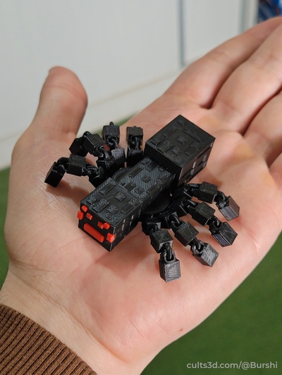 minecraft spider flexi print in place posable game flexible juguete articulado imprimir en lugar sin soportes araña minecraf 3d print model - Mito3D