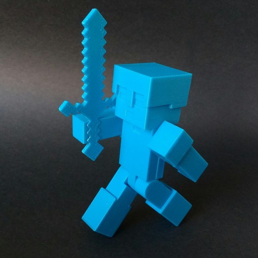 minecraft steve-alex zırh oyun aksiyon figürleri şekil rakamlar steve kılıç oyuncak 3D print model - Mito3D