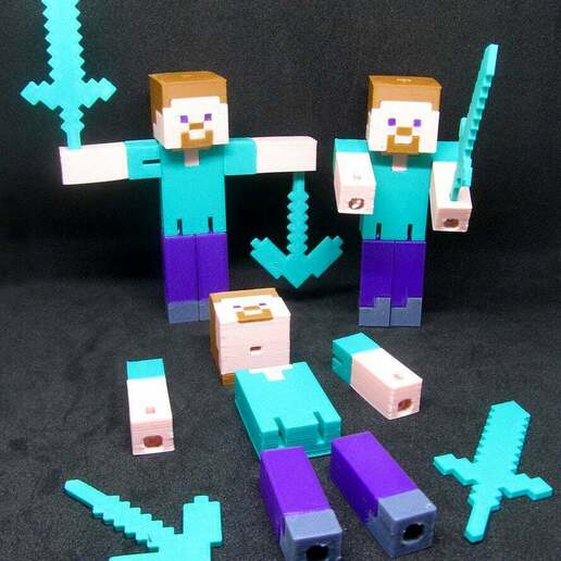 Minecraft Steve articulado figuras toy_game_accessories 3D print model - Mito3D