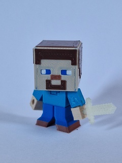 Minecraft Steve tam renk karakter blok katlanabilir oyuncak video oyun 3d print model - Mito3D