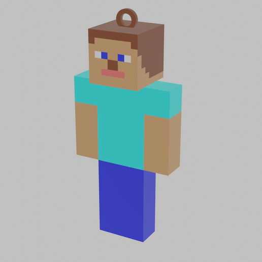 Minecraft Steve porte clés bijoux hacher 3D print model - Mito3D