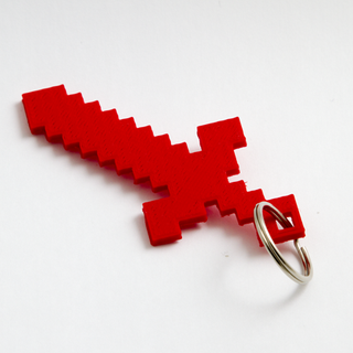 minecraft sword keychain low poly 2d 3d print model - Mito3D