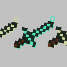 Minecraft kılıç anahtarlık piksel stil 3d print model - Mito3D