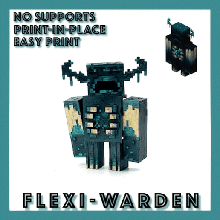 minecraft warden flexi articulated print-in-place flexible print in place creeper mob cow hostile 3d print model - Mito3D