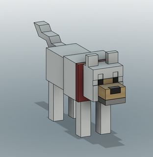 Minecraft Loup animal jouet pièces Couleur 3d print model - Mito3D