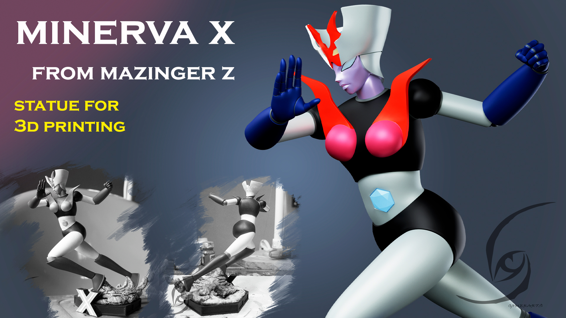 Minerva heykel mazinger 3D print model - Mito3D