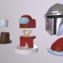 mini Customizável personagem mandaloriano chapéu arte jogo tabuleiro jogos Natal miniatura banheiro 3d print model - Mito3D