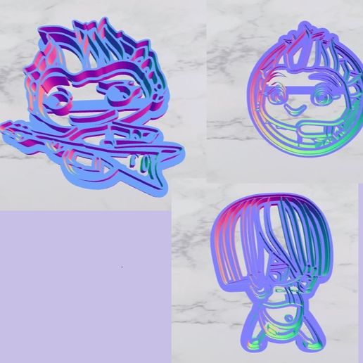 mini beat power rockers cookie cutter fondant seals seal 3D print model - Mito3D