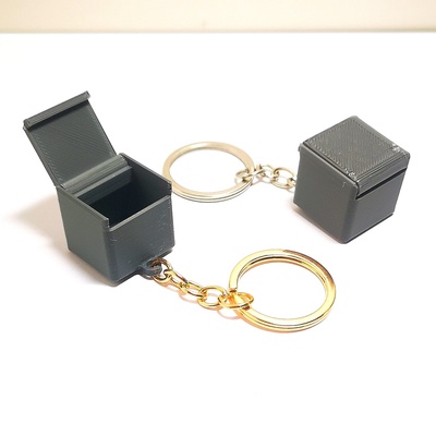 mini kutu anahtarlık print in place küçük şirin kulp destek depolama konteyner organizatör anahtar yüzük yazdır yer durum kılıf bedava basit gadget 3d print model - Mito3D