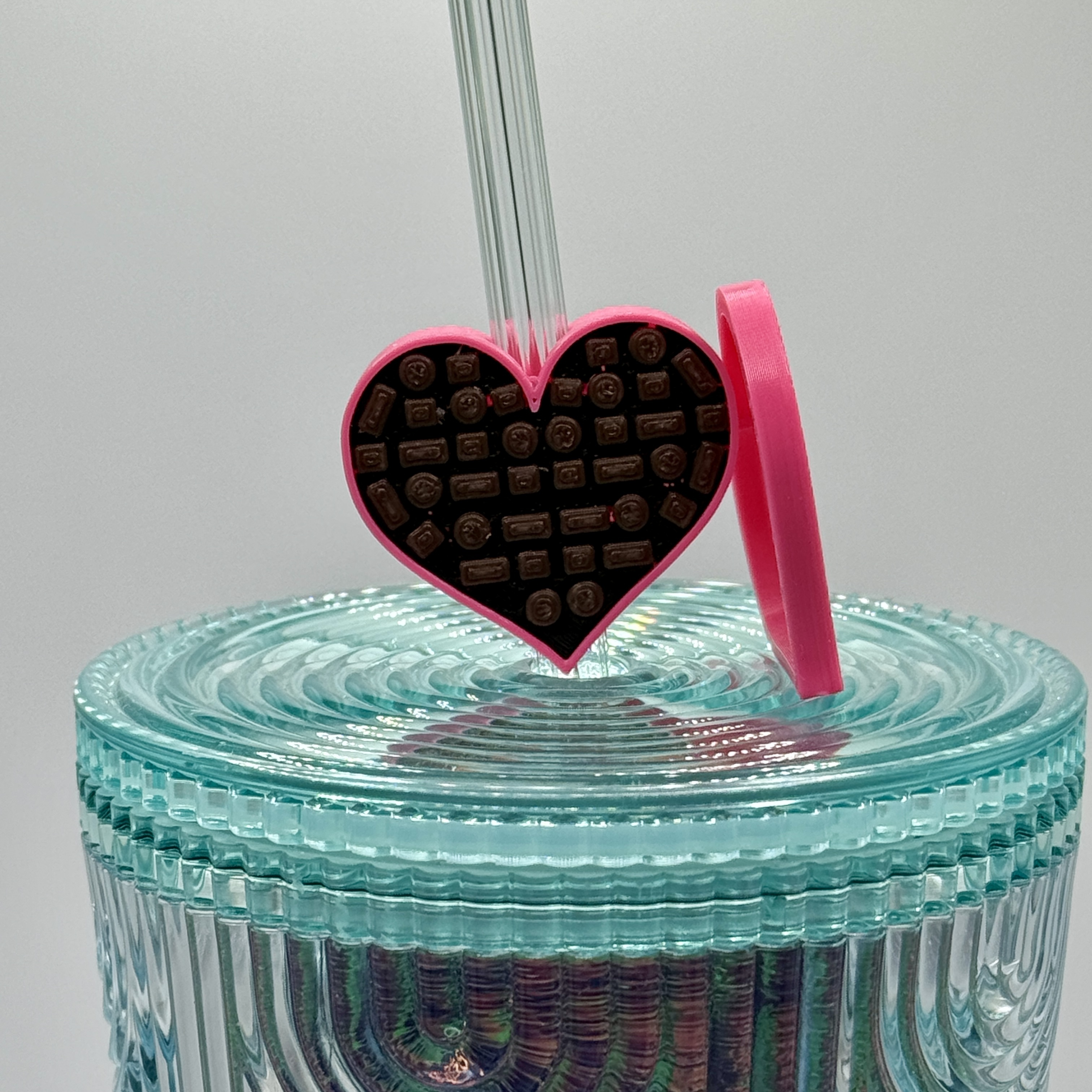 mini box of chocolate heart straw topper valentines day starbucks stanley decoration chocolates 3D print model - Mito3D