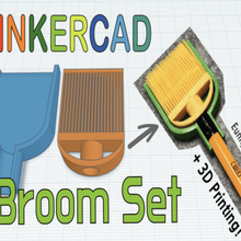 mini broom set pencil toy & tinkercad game tool miniature madewithtinkercad eunny dustpan 3d print model - Mito3D