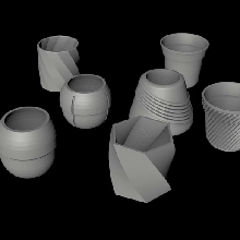 mini cactus pots 3d print model - Mito3D