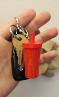 mini coffee ribbed tumbler keychain capsule starbucks pendant charm cup stash stl 3d print model - Mito3D