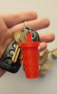 mini coffee wavy tumbler keychain capsule starbucks pendant charm cup stash stl 3d print model - Mito3D
