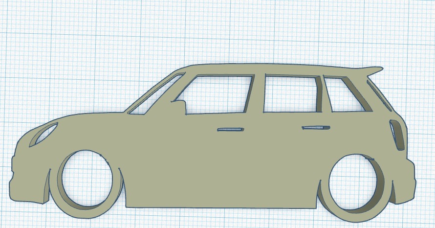mini tonnelier porte clés jcw Coopers voiture véhicule silhouette 3D print model - Mito3D