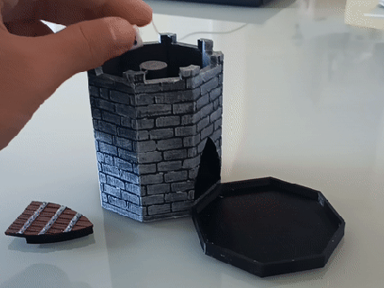 mini dice tower storage 3d print model - Mito3D