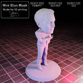 mini elon musk elonmusk bobblehead funny fan art miniatures statue tesla spacex toy collectible 3d print model - Mito3D