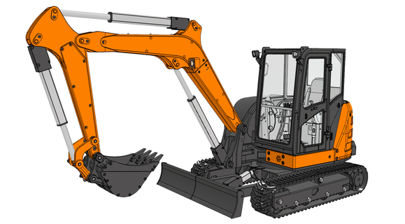 mini excavator 1 85 scale an3drc Game rc digger shovel car truck construction volvo hitachi cat 3d print model - Mito3D