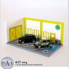 Mini Garage Diorama 1 64 Rahmen Druckguss Modell 004 heiß Räder Streichholzschachtel einfach Zubehör Wagen Spielzeug Kind 3d print model - Mito3D