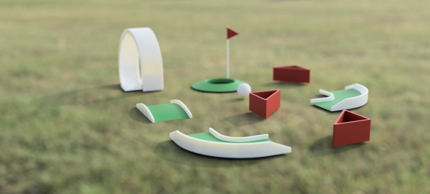 mini golf gioco impostato pacco tigre boschi 3d print model - Mito3D