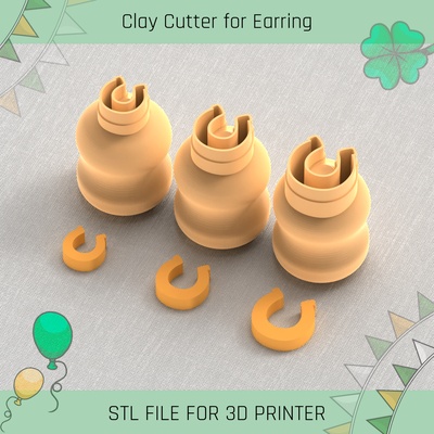 mini horseshoe saint patrick's day clay cutter tools earring 3d print model - Mito3D