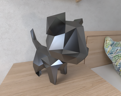 mini Lion lowpoly animal géométrique origami art sculpture statue facetté décoratif modèle mur faible poly fantaisie 3d print model - Mito3D