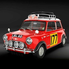 mini Morris tonnelier rallier monte Carlo cuivre voiture classique ancien rouge 3d print model - Mito3D