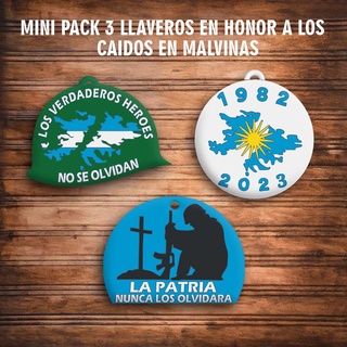 mini pack 3 commemorative key rings heroes fallen malvinas - argentina keychain homeland argentinas soldier pendant recollection 3d print model - Mito3D