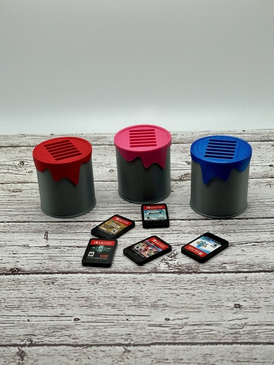 mini paint can switch game holder nintendo gaming setup organizer 3d print model - Mito3D