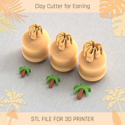 mini palm summer clay cutter tools earring 3d print model - Mito3D