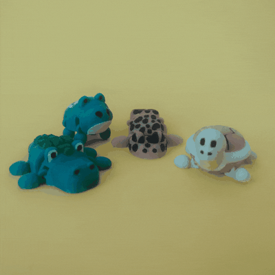 mini reptiles vol 1 adorable articulated toys keychains crocodile turtle animals minis flex flexi frog lizard toy multicolor 3mf gift key chain keychain esay print in place art 3d print model - Mito3D