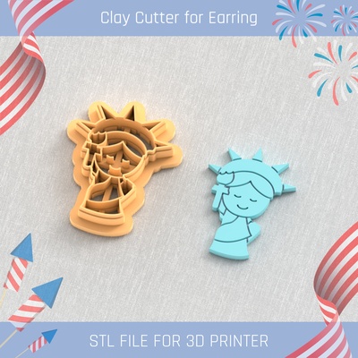 mini statue of liberty usa independence day clay cutter tools earring 4st july 3d print model - Mito3D