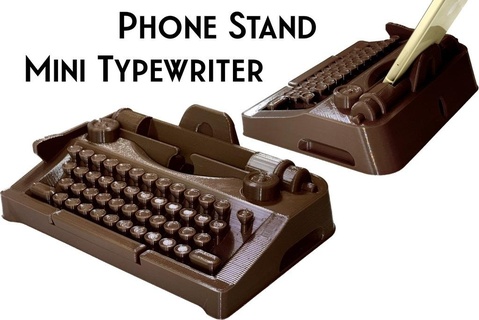 mini typewriter - phone stand 50s charging dock classic iphone keyboard noir prototyoe retro style mobile smartpone tablet 3d print model - Mito3D