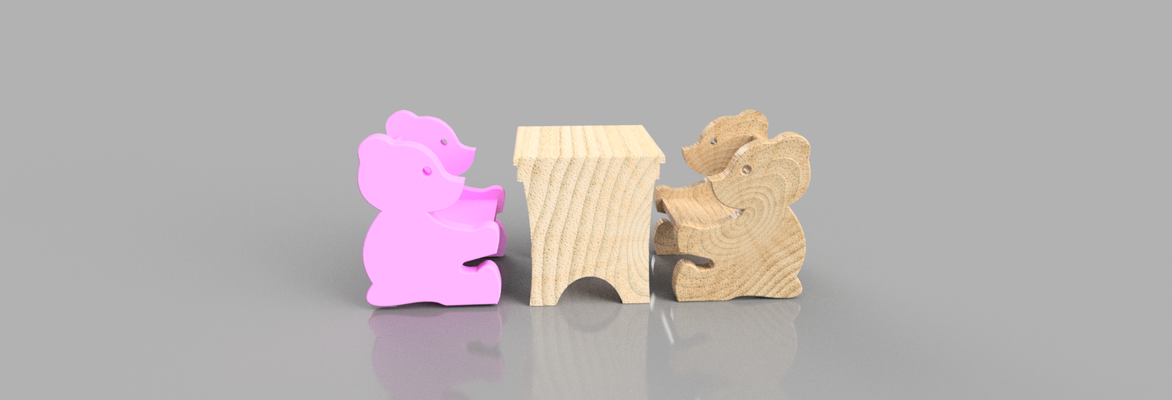 miniatura ursos y mesa casa mobiliario juguete silla projeto kawaii 3d print model - Mito3D
