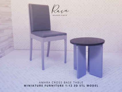 miniature amara-inspired cross base side table mini furniture dollhouse ikea modern 3d print model - Mito3D